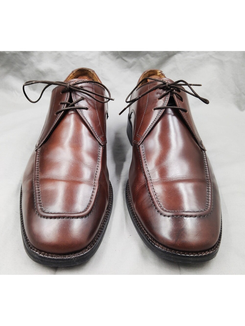 Cole Haan Eaton C07138 Mens 11.5 W Brown Leather Apron Toe Derby Dress Shoes